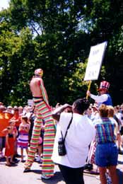 Gyrating sodomite mocking those who bring the Gospel to the streets